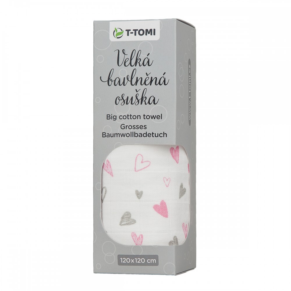 VEĽKÁ BAVLNENÁ TETRA OSUŠKA, PINK HEARTS