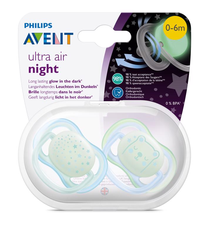 Avent cumlík ultra air nočný 0-6m chlapec 2 ks