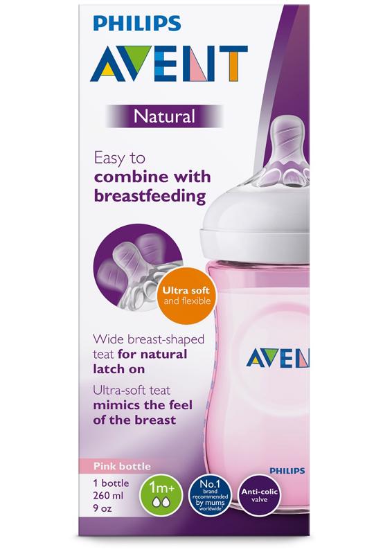 Avent fľaša 260ml Natural.2 PP ružová