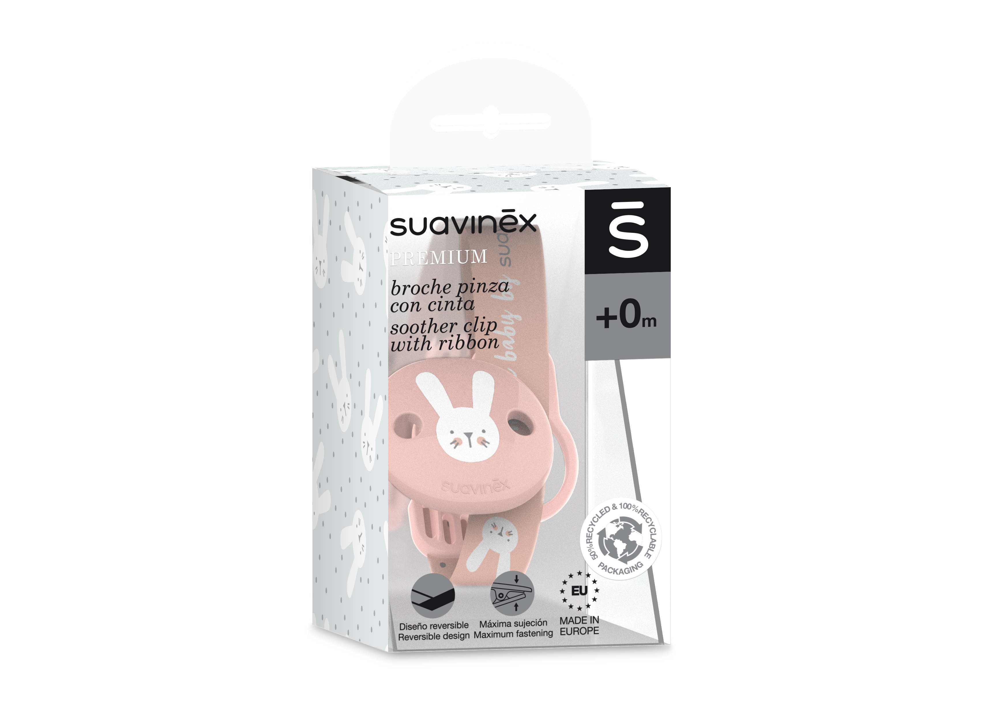 PREMIUM Klip na cumlík so stuhou HYGGE - RUŽOVÁ