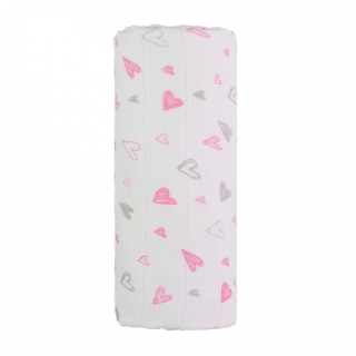 VEĽKÁ BAVLNENÁ TETRA OSUŠKA, PINK HEARTS